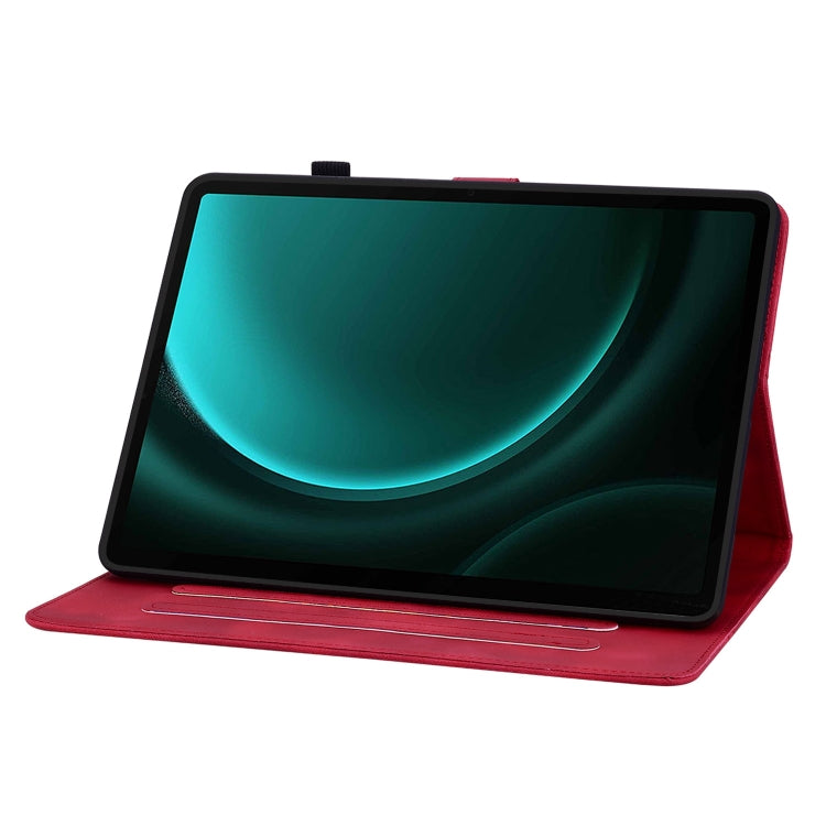 For Samsung Galaxy Tab S9 / S9 FE Lily Embossed Leather Tablet Case