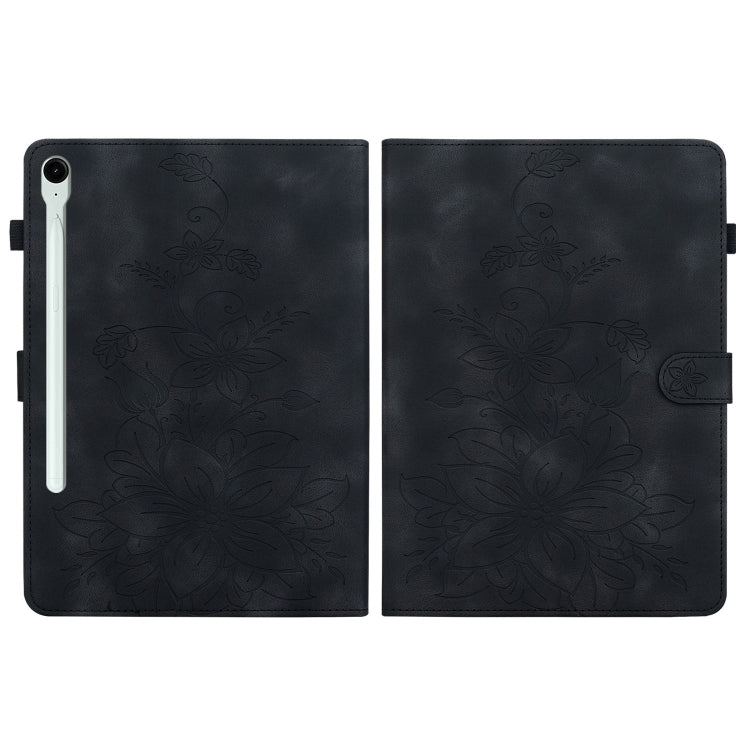 For Samsung Galaxy Tab S9 / S9 FE Lily Embossed Leather Tablet Case