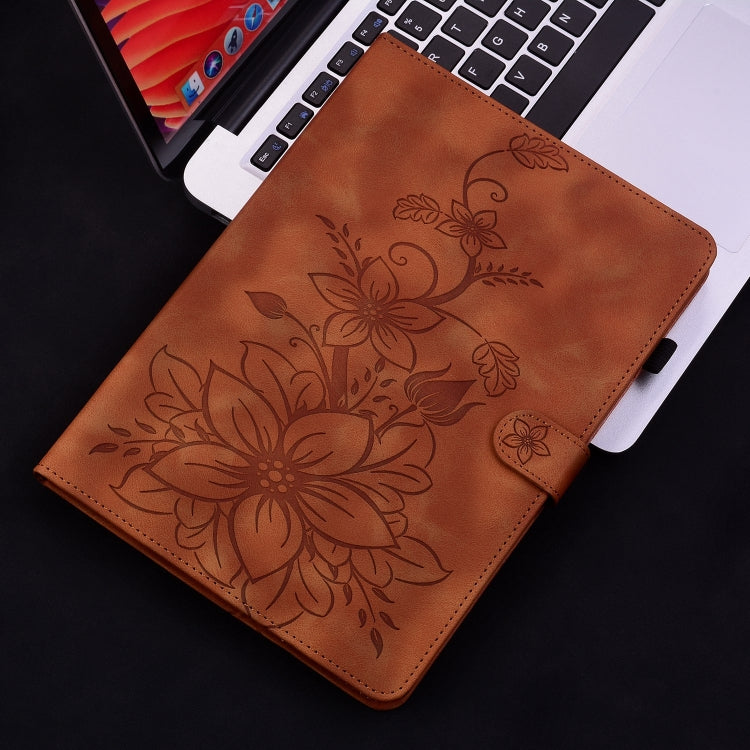 For Samsung Galaxy Tab A11 / A9 Lily Embossed Leather Tablet Case