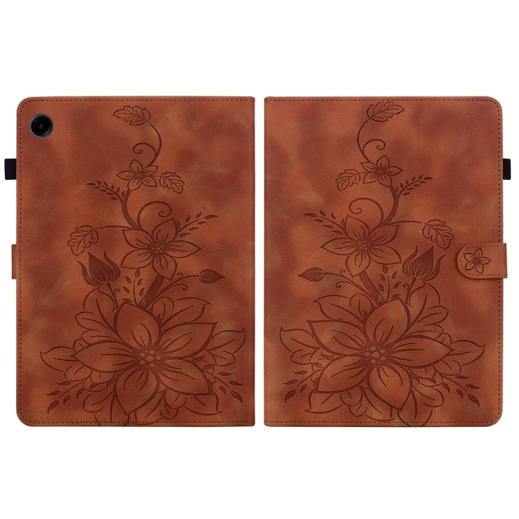 For Samsung Galaxy Tab A11 / A9 Lily Embossed Leather Tablet Case