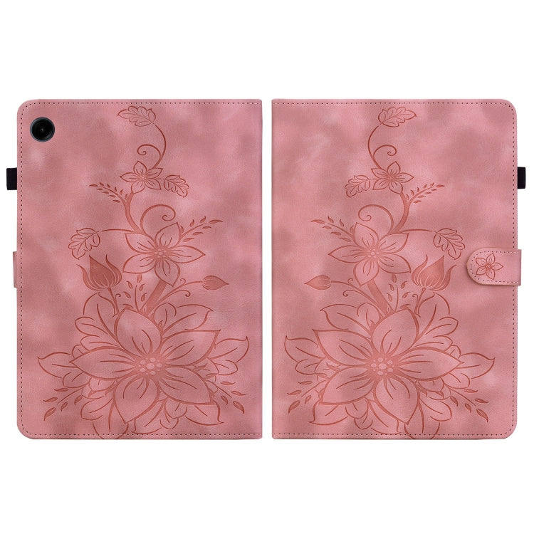 For Samsung Galaxy Tab A11 / A9 Lily Embossed Leather Tablet Case