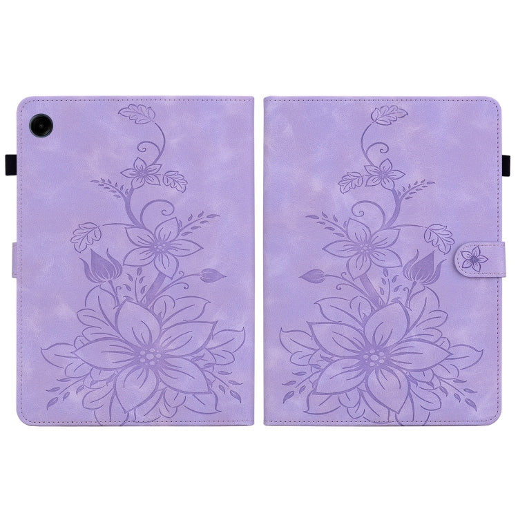 For Samsung Galaxy Tab A11 / A9 Lily Embossed Leather Tablet Case