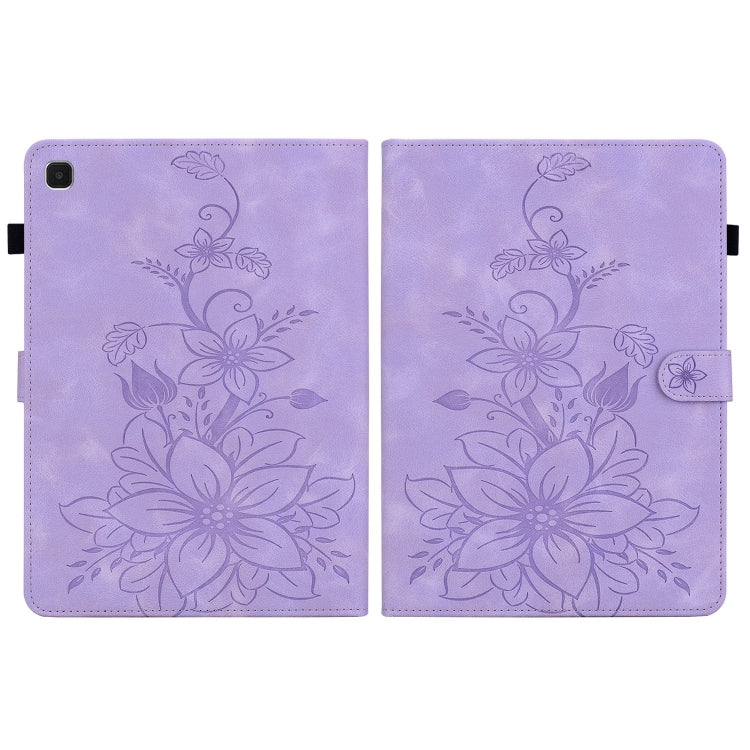 For Samsung Galaxy Tab S5e T720 Lily Embossed Leather Tablet Case