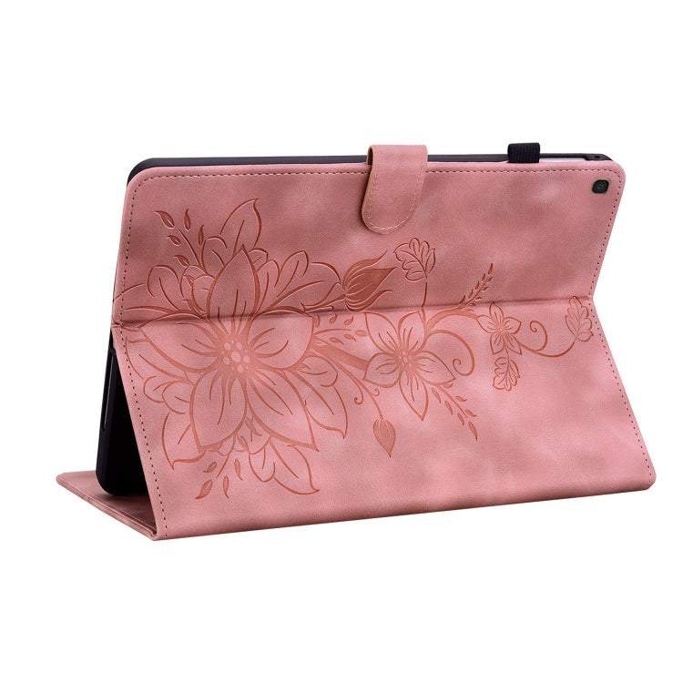 For Samsung Galaxy Tab A 10.1 2019 Lily Embossed Leather Tablet Case