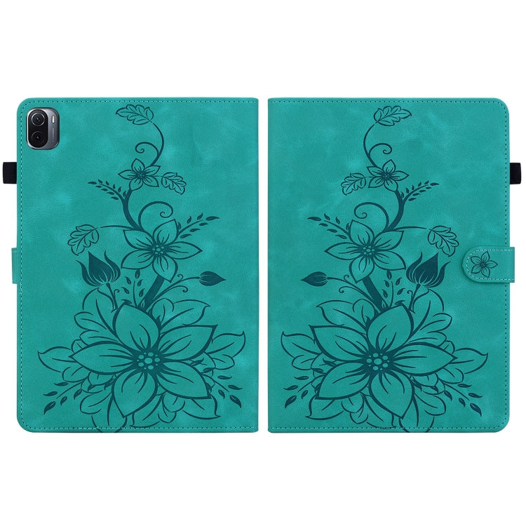 For Xiaomi Pad 5 / Pad 5 Pro Lily Embossed Leather Smart Tablet Case