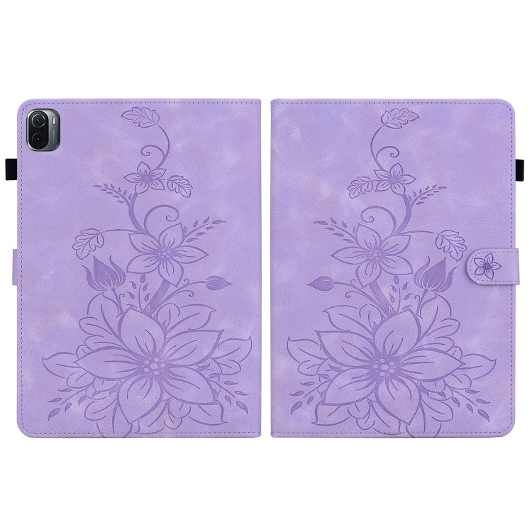 For Xiaomi Pad 5 / Pad 5 Pro Lily Embossed Leather Smart Tablet Case