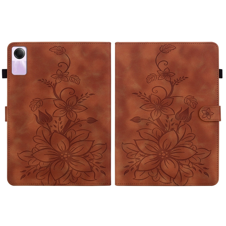 For Xiaomi Redmi Pad SE Lily Embossed Leather Tablet Case