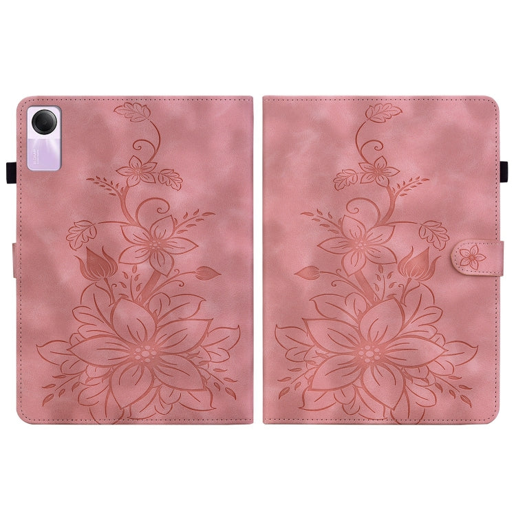 For Xiaomi Redmi Pad SE Lily Embossed Leather Tablet Case