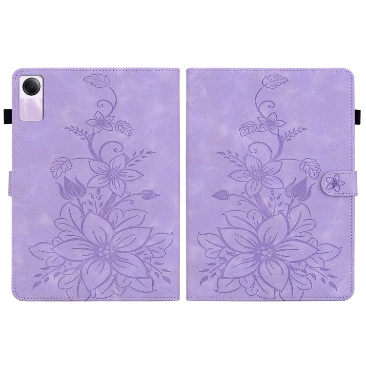 For Xiaomi Redmi Pad SE Lily Embossed Leather Tablet Case