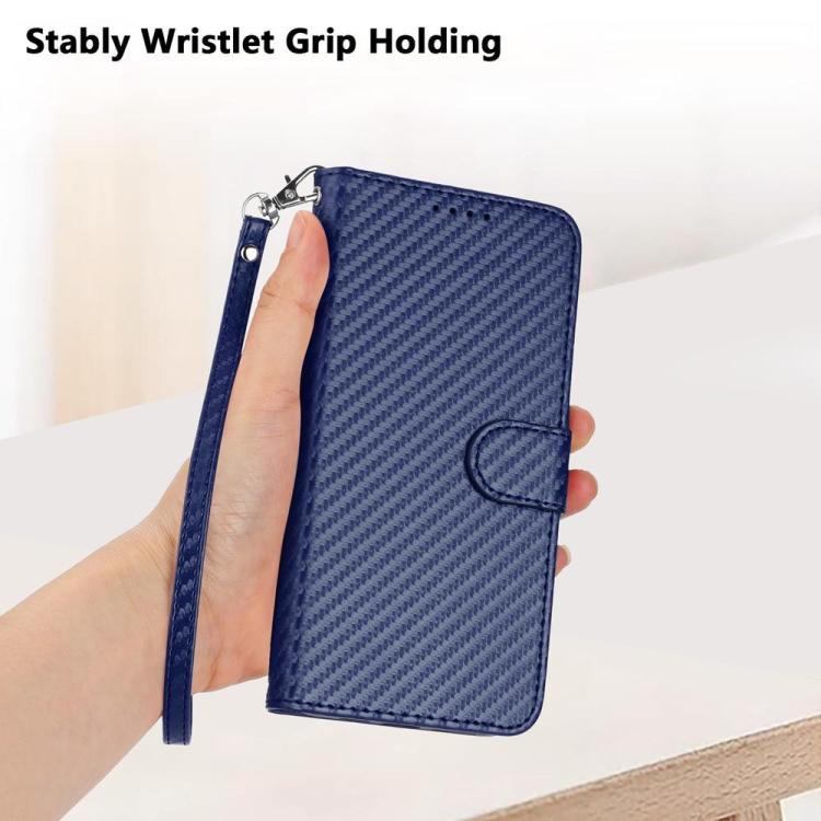 For Realme 16 Pro 5G Global YX0070 Carbon Fiber Buckle Leather Phone Case with Lanyard