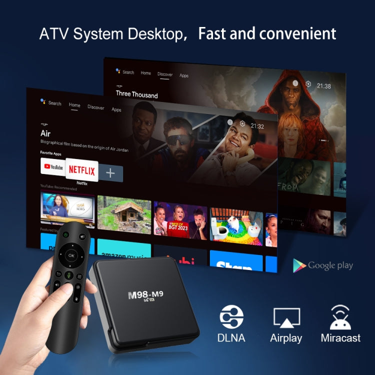 M98-M9 Quad-core ARM Cortex-A53 WiFi Bluetooth 4K HD Android TV Box, RAM:2GB+8GB
