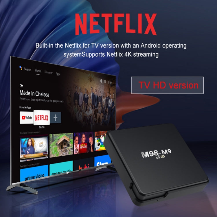 M98-M9 Quad-core ARM Cortex-A53 WiFi Bluetooth 4K HD Android TV Box, RAM:2GB+8GB