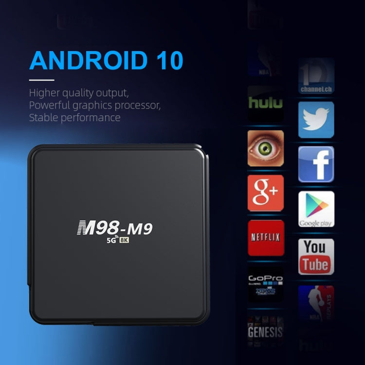 M98-M9 Quad-core ARM Cortex-A53 WiFi Bluetooth 4K HD Android TV Box, RAM:2GB+8GB