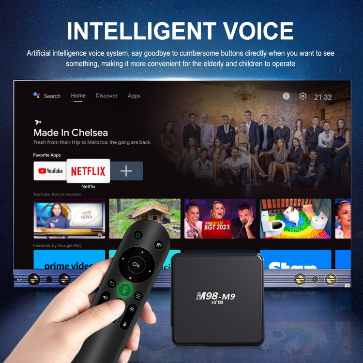 M98-M9 Quad-core ARM Cortex-A53 WiFi Bluetooth 4K HD Android TV Box, RAM:2GB+8GB