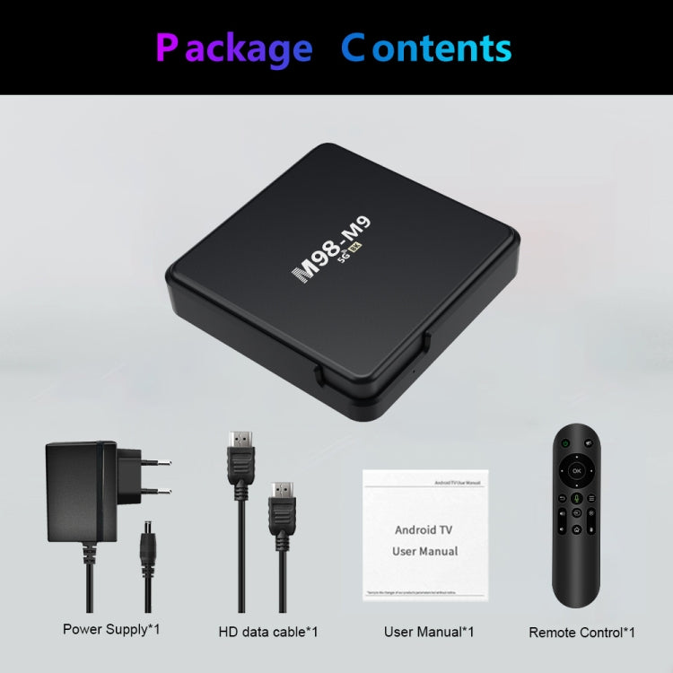 M98-M9 Quad-core ARM Cortex-A53 WiFi Bluetooth 4K HD Android TV Box, RAM:2GB+8GB
