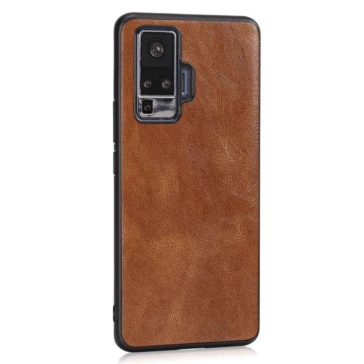 For Vivo X50 Pro Crazy Horse Textured Calfskin PU+PC+TPU Case