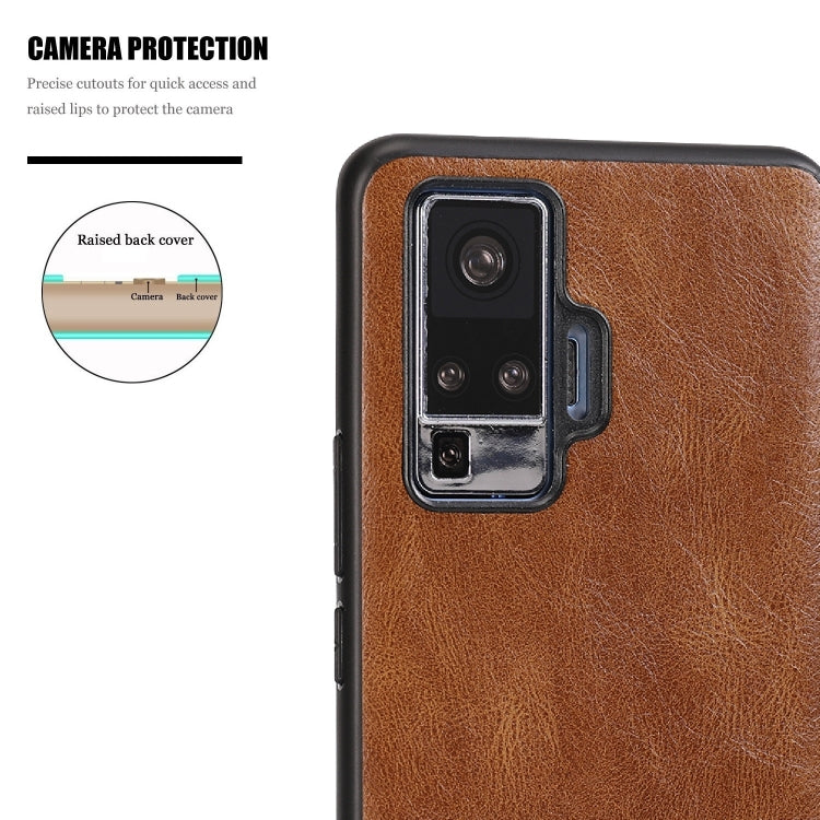 For Vivo X50 Pro Crazy Horse Textured Calfskin PU+PC+TPU Case