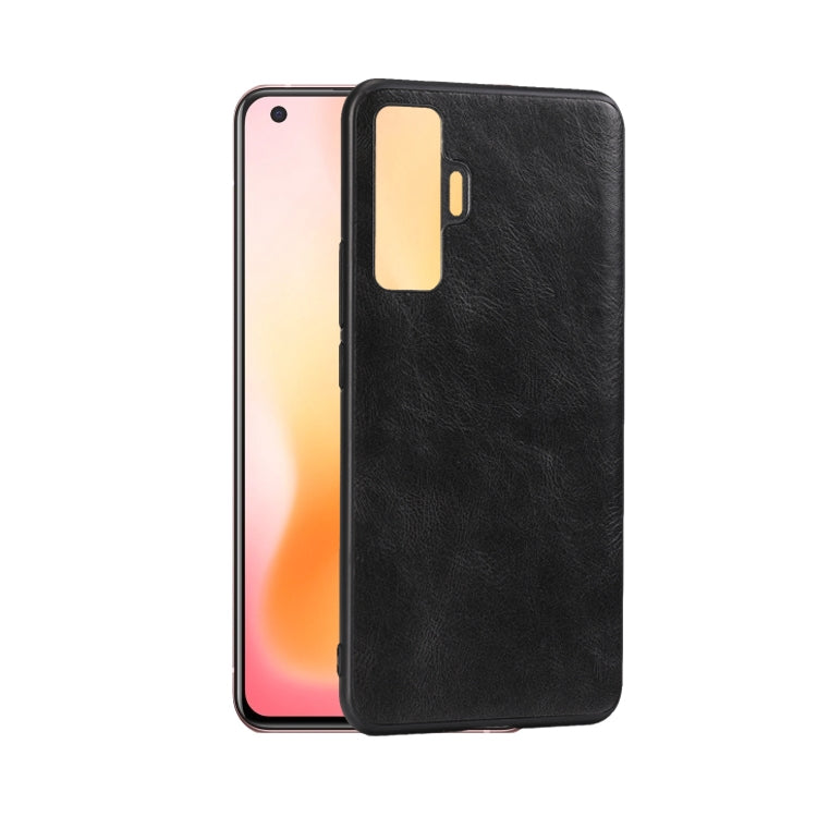 For Vivo X50 Crazy Horse Textured Calfskin PU+PC+TPU Case