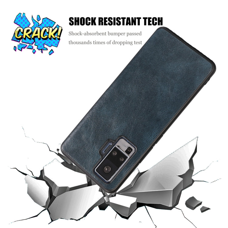 For Vivo X50 Crazy Horse Textured Calfskin PU+PC+TPU Case