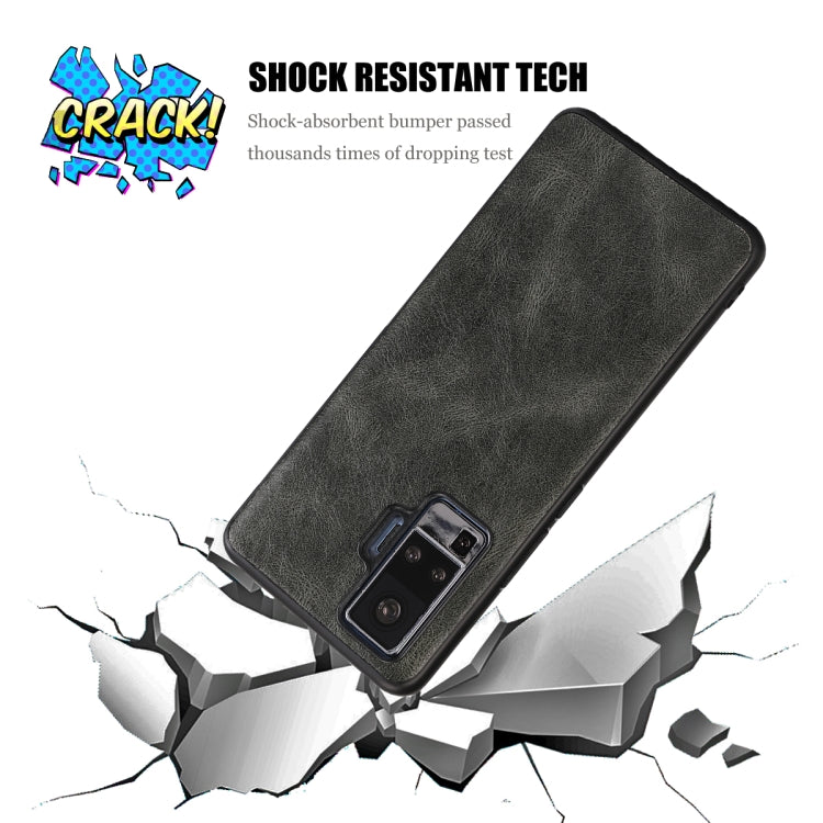 For Vivo X50 Crazy Horse Textured Calfskin PU+PC+TPU Case