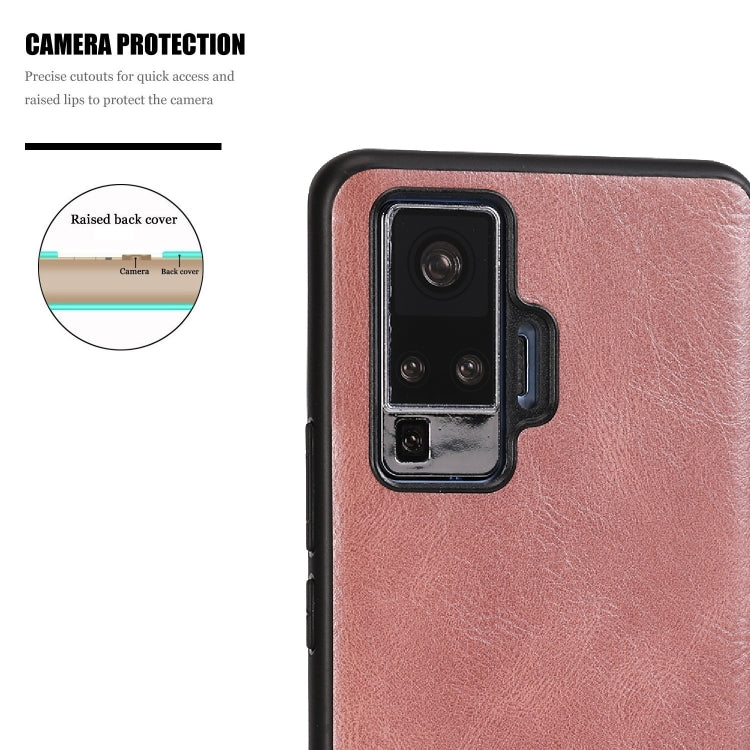 For Vivo X50 Crazy Horse Textured Calfskin PU+PC+TPU Case