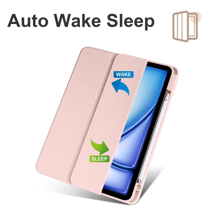 For iPad Air 11 2026 / 2024 / 2025 Acrylic 3-folding Smart Leather Tablet Case