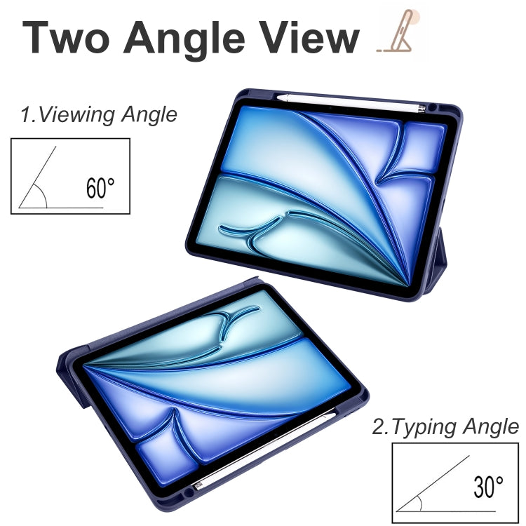 For iPad Air 11 2026 / 2024 / 2025 Acrylic 3-folding Smart Leather Tablet Case
