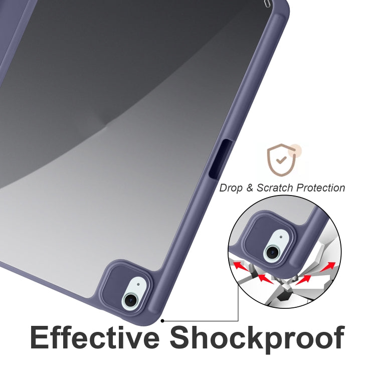 For iPad Air 11 2026 / 2024 / 2025 Acrylic 3-folding Smart Leather Tablet Case