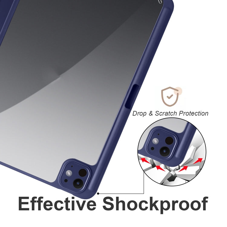 For iPad Pro 13 2025 / 2024 Acrylic 3-folding Smart Leather Tablet Case
