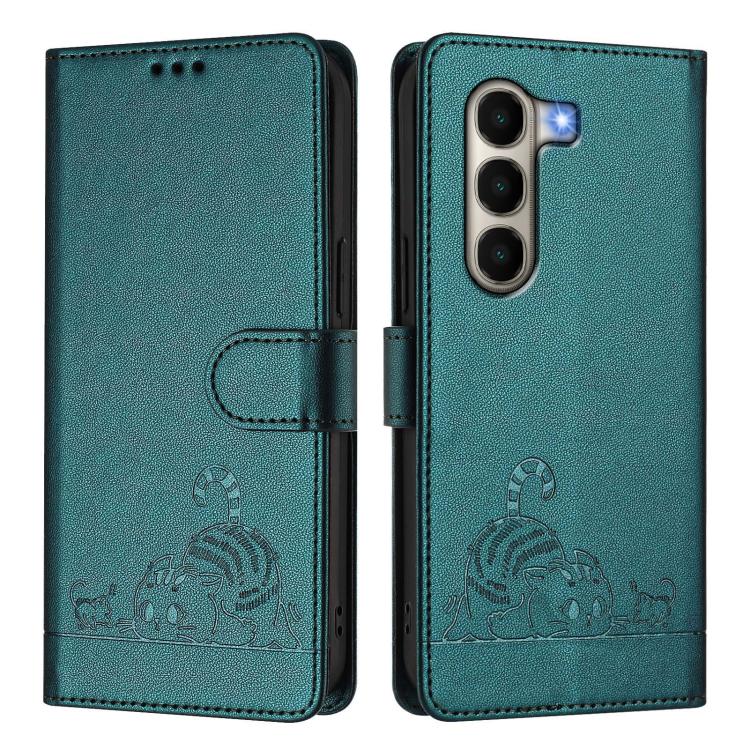 For Itel A95 5G Cat Rat Embossed Pattern RFID Leather Phone Case with Lanyard