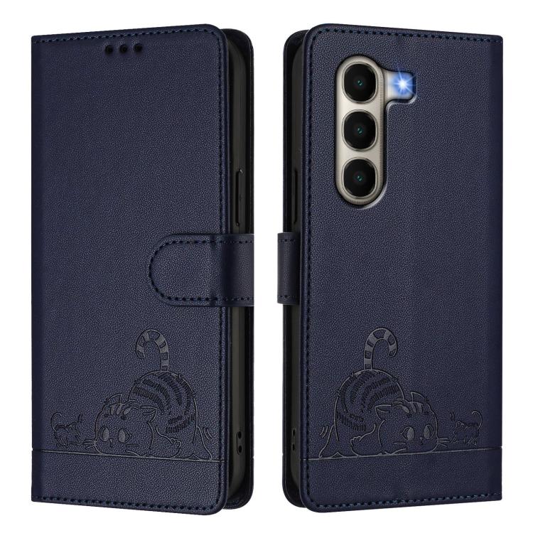 For Itel A95 5G Cat Rat Embossed Pattern RFID Leather Phone Case with Lanyard