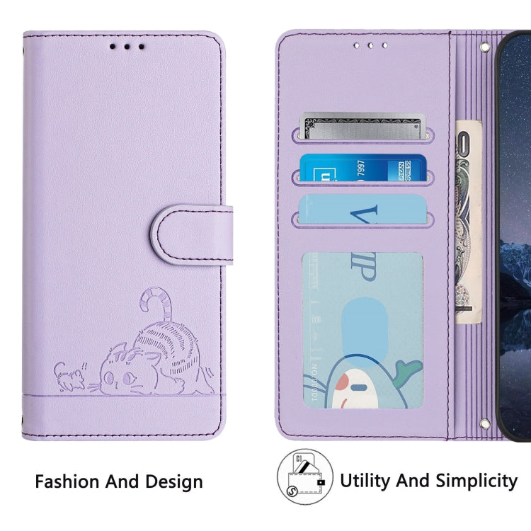 For Tecno Pova 6 Neo Cat Rat Embossed Pattern RFID Leather Phone Case with Lanyard