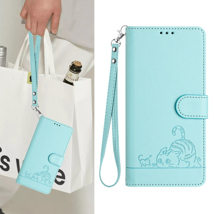 For Tecno Spark 30 5G Cat Rat Embossed Pattern RFID Leather Phone Case with Lanyard