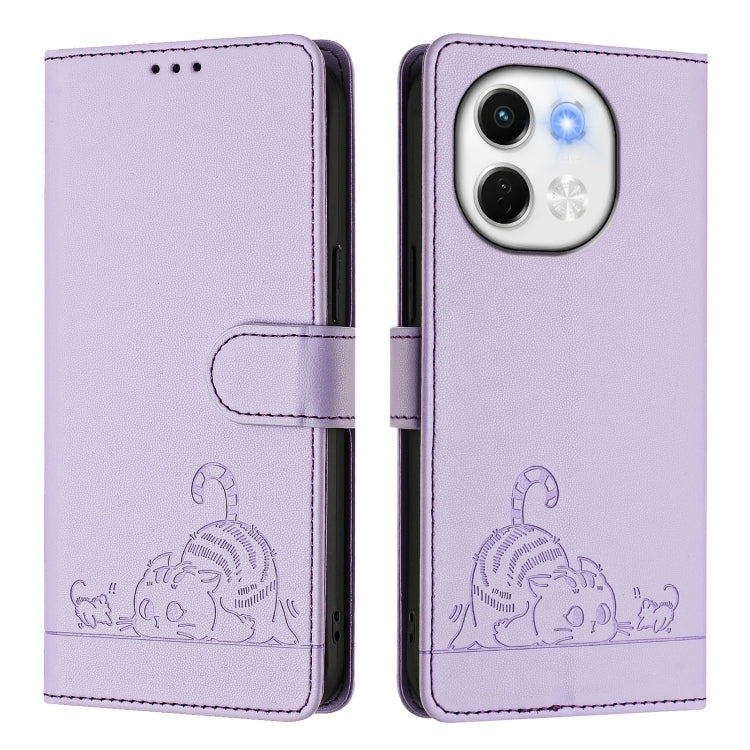 For Tecno Spark 30 5G Cat Rat Embossed Pattern RFID Leather Phone Case with Lanyard