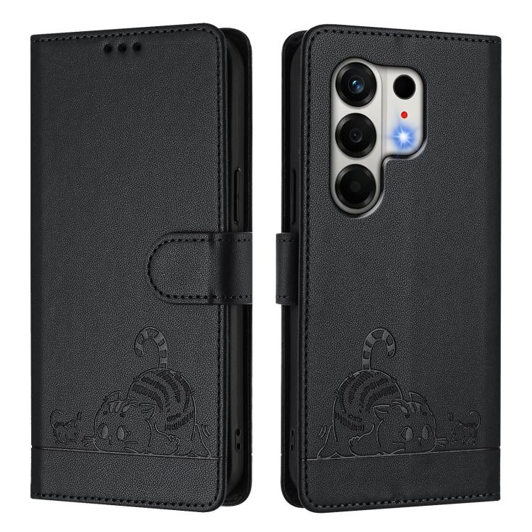 For Tecno Camon 50 4G Cat Rat Embossed Pattern RFID Leather Phone Case with Lanyard