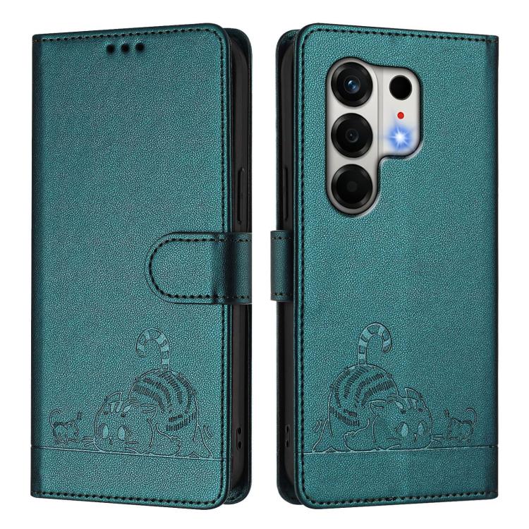For Tecno Camon 50 4G Cat Rat Embossed Pattern RFID Leather Phone Case with Lanyard