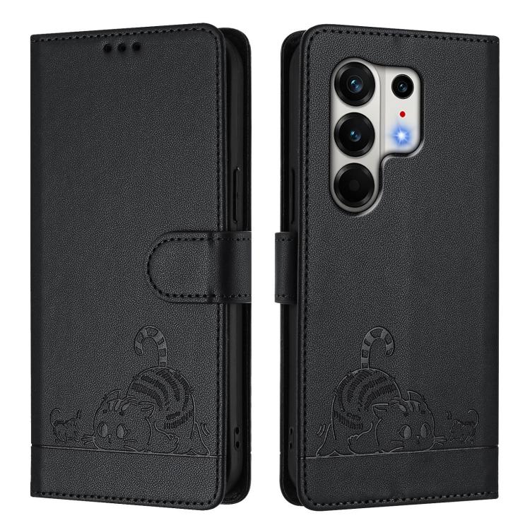 For Tecno Camon 50 Pro 4G Cat Rat Embossed Pattern RFID Leather Phone Case with Lanyard