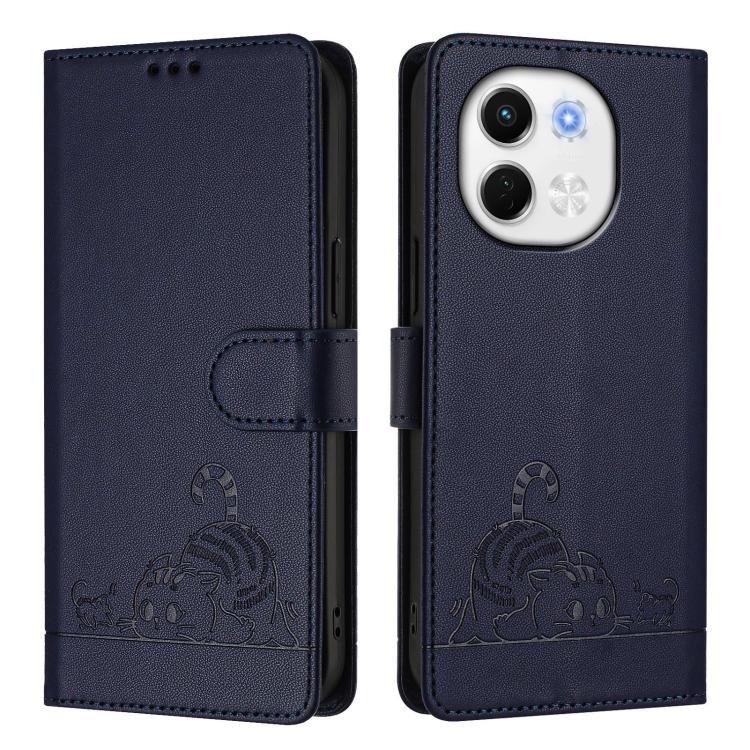 For Tecno Spark 30 5G / Pova 6 Neo 5G Cat Rat Embossed Pattern RFID Leather Phone Case with Lanyard
