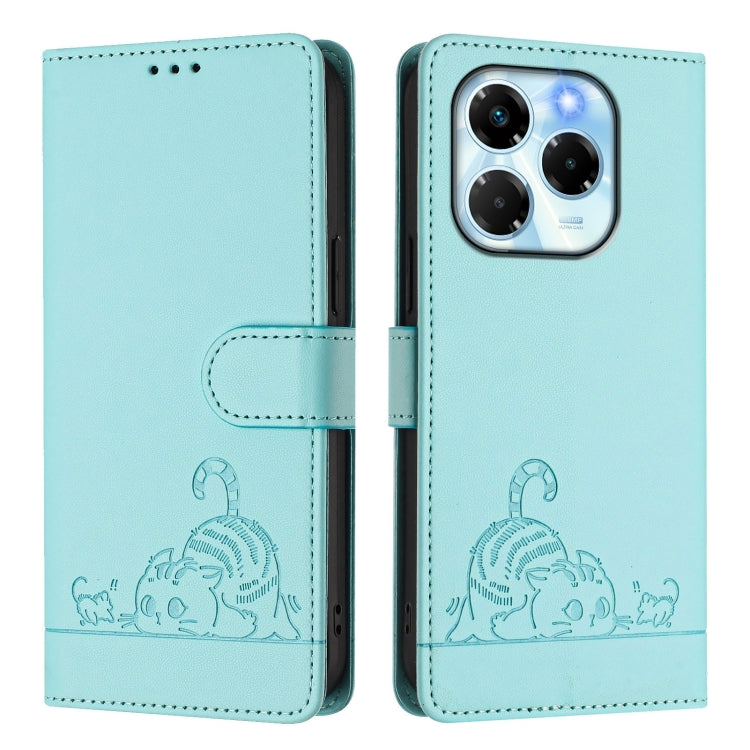 For Infinix Note 40X 5G Cat Rat Embossed Pattern RFID Leather Phone Case with Lanyard