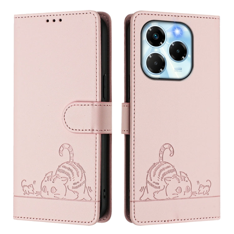 For Infinix Note 40X 5G Cat Rat Embossed Pattern RFID Leather Phone Case with Lanyard