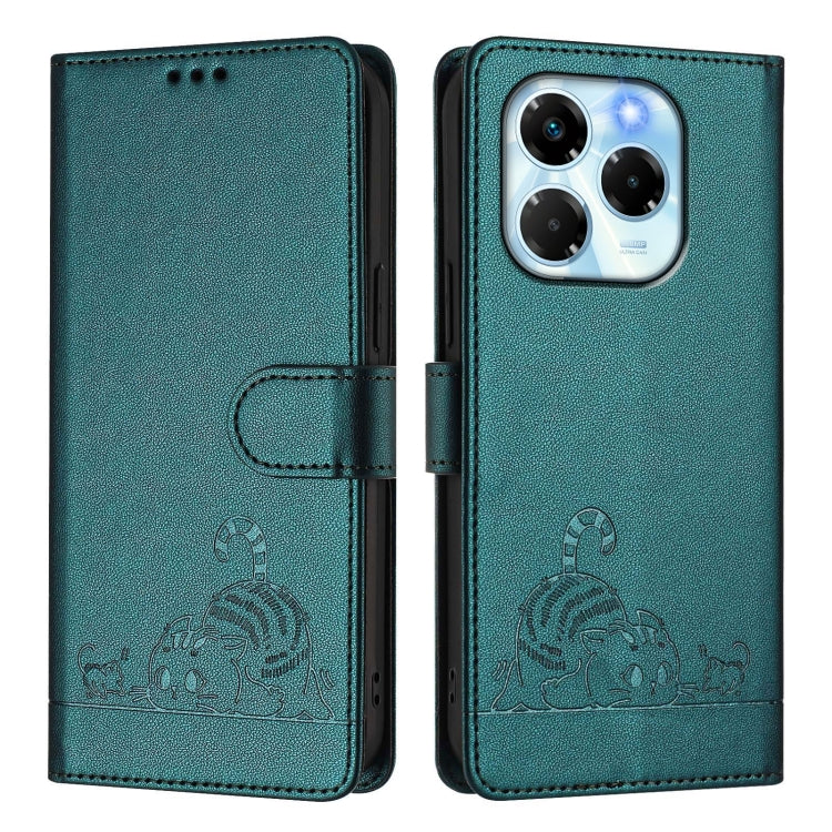 For Infinix Note 40X 5G Cat Rat Embossed Pattern RFID Leather Phone Case with Lanyard
