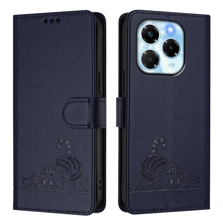 For Infinix Note 40X 5G Cat Rat Embossed Pattern RFID Leather Phone Case with Lanyard