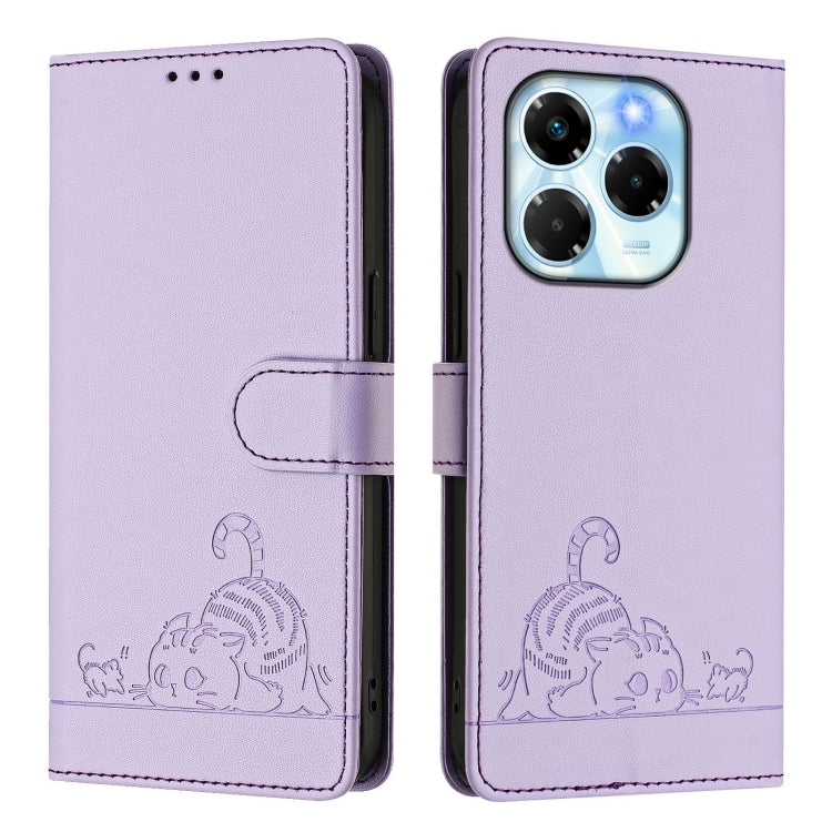 For Infinix Note 40X 5G Cat Rat Embossed Pattern RFID Leather Phone Case with Lanyard