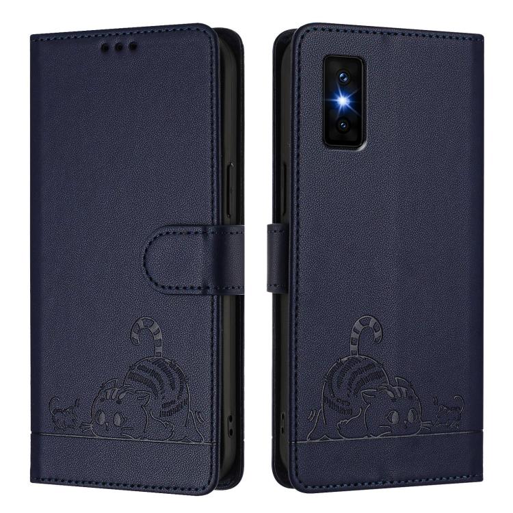 For Infinix GT 30 Pro Cat Rat Embossed Pattern RFID Leather Phone Case with Lanyard