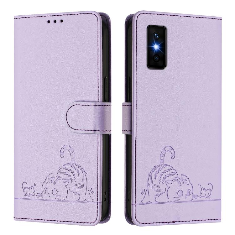 For Infinix GT 30 Pro Cat Rat Embossed Pattern RFID Leather Phone Case with Lanyard