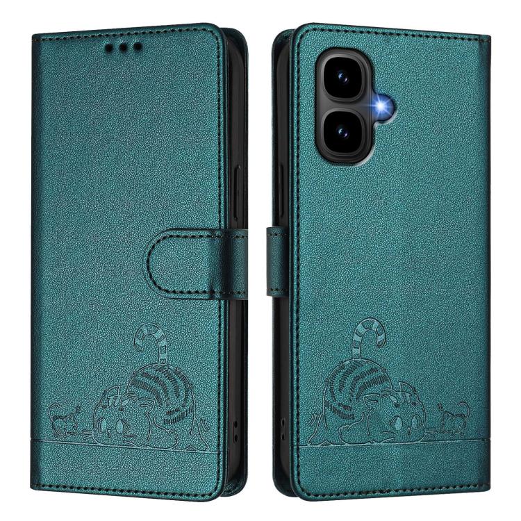 For Infinix Smart 10 4G / Tecno Pop 10 Cat Rat Embossed Pattern RFID Leather Phone Case with Lanyard