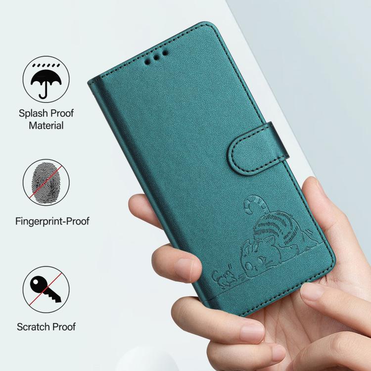For Infinix Smart 10 4G / Tecno Pop 10 Cat Rat Embossed Pattern RFID Leather Phone Case with Lanyard