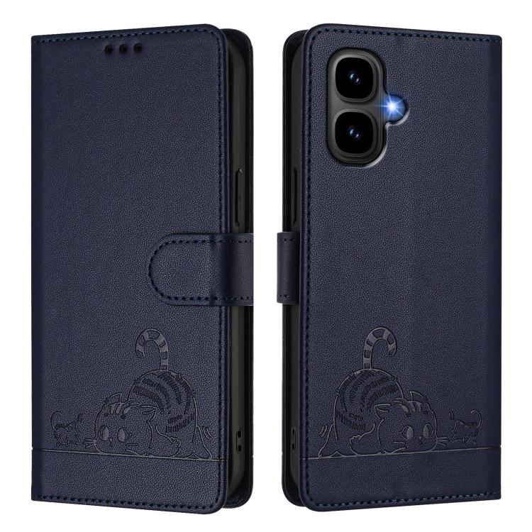 For Infinix Smart 10 4G / Tecno Pop 10 Cat Rat Embossed Pattern RFID Leather Phone Case with Lanyard