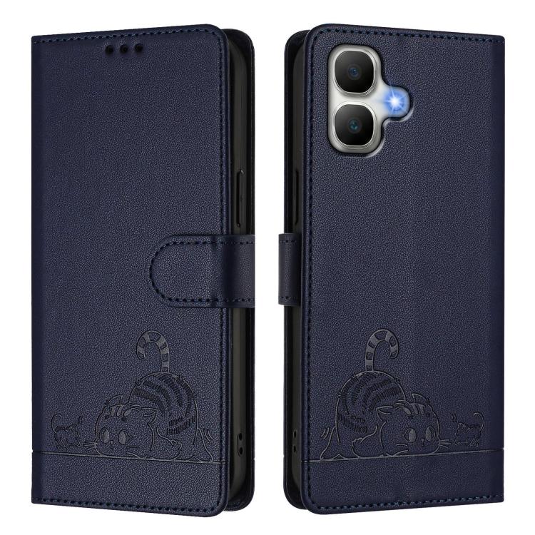 For Infinix Smart 20 4G X6840 Cat Rat Embossed Pattern RFID Leather Phone Case with Lanyard