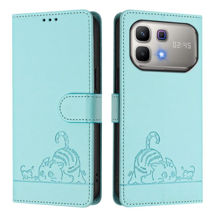 For Infinix Note 60 5G / 60 Pro 5G Cat Rat Embossed Pattern RFID Leather Phone Case with Lanyard